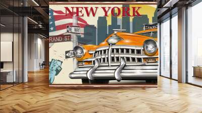 New York vintage metal sign, vector illustration. Wall mural