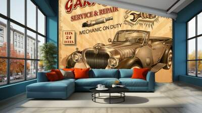 Vintage garage retro poster Wall mural