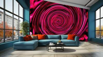 Abstract twirling circle of pink color with bokeh. Background for design Wall mural