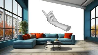 Female statue's hand making a gesture like holding something isolated on white background. Pointing finger. Mockup with empty copy space for intended object. Trendy modern 3d collage. Contemporary art Wall mural