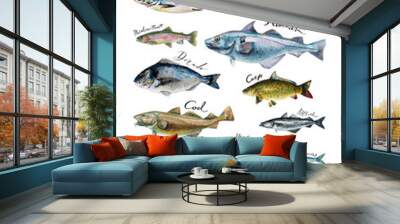 Fish set Wall mural