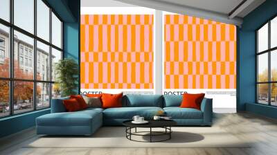 Set of simple retro geometric  posters from vertical stripes in a row, hand drawn illustration Wall mural