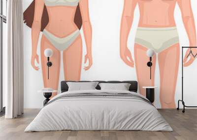 Diagram of the male and female body, front view, in underwear. Blank human body template for medical infographics. Stylized color vector illustration of a clipart. Wall mural