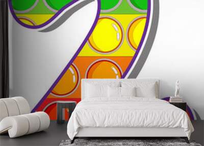 The number 2.  The numbers are rosy in the form of a popular childrens game pop it. Bright letters on a white background.  Bright numbers on a white background.  Wall mural