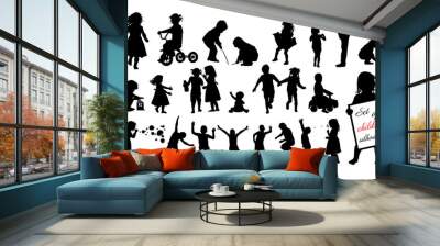 A set of silhouettes of children. Happy childhood. Vector illustration Wall mural