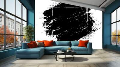 Black spots of paint on a white background. Grunge frame of paint. Vector illustration. Wall mural