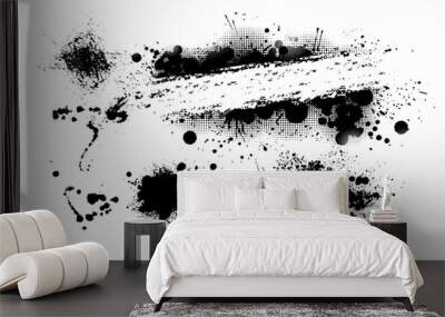 Black spots of paint on a white background. Vector Wall mural