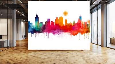 City colorful silhouette with blots. Vector illustration Wall mural