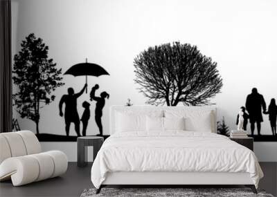 Family. Parents with a child in nature. Vector illustration Wall mural