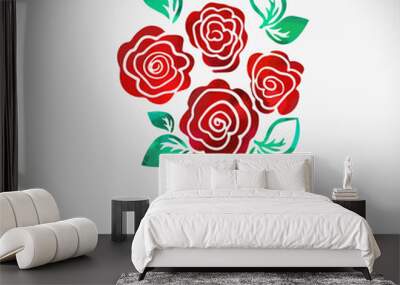 Logo is a simple red roses . Vector illustration Wall mural