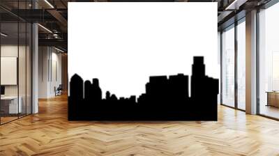 Modern City Skyline black silhouette - abstract futuristic business background. Vector illustration Wall mural