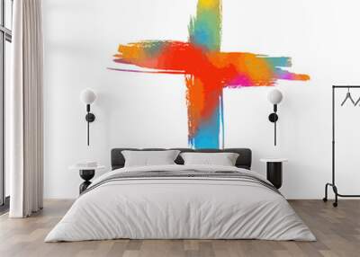 Multi-colored cross object. Happy Easter. Vector illustration Wall mural