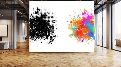 Rainbow colored paint stains on a white background. Grunge frame of paint. Vector illustration. Wall mural