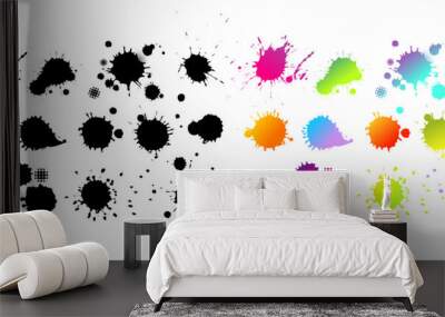 Set of abstract stains, blots, splashes and smudges. Multicolored blots. Vector graphics illustration Wall mural