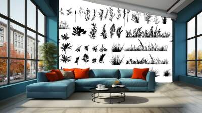 The silhouette of the grass set. Vector illustration Wall mural