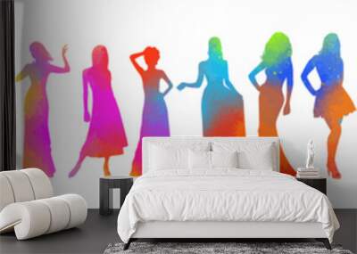 vector collection of fashionable girl silhouettes Wall mural