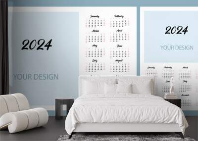 Calendar template for 2024. Empty space for your design or photo. vertical and vertical format Wall mural