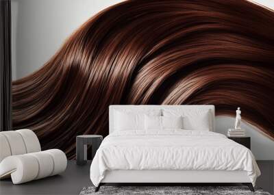 Brown shiny hair wave on a light background. Wall mural