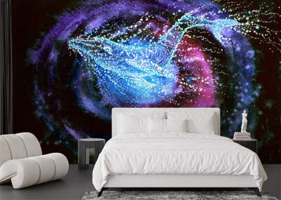 Watercolor picture of a cat and whale constellation
 Wall mural