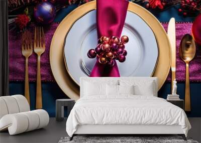 Decorate your Christmas and New Year's table with glitz and glamour, in rich jewel tones. Wall mural