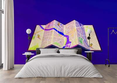 3D render of map city. Digital web map city of Toulouse Wall mural