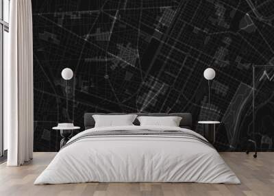 black and white map city of torino Wall mural