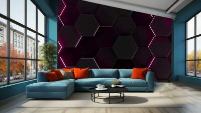 Digital background of the hexagon. Beautiful 3D render of geometry element Wall mural