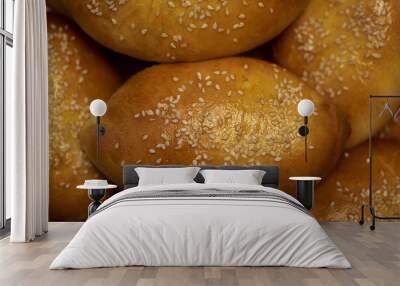 large patties sprinkled with sesame seeds Wall mural