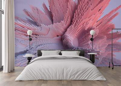 3d render of colorful deatailed shape. Dynamic futuristic background. Wall mural