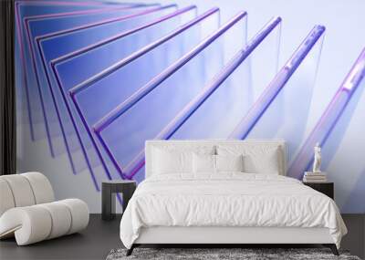 Glass shapes dynamic background. 3d rendering.  Wall mural