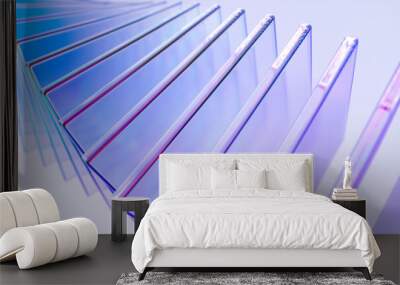 Glass shapes dynamic background. 3d rendering. Wall mural