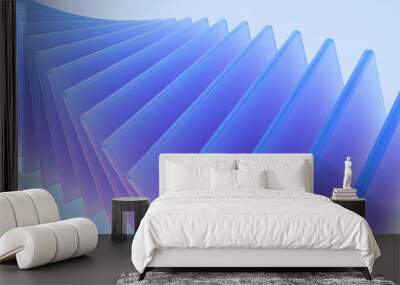 Glass shapes dynamic background. 3d rendering. Wall mural