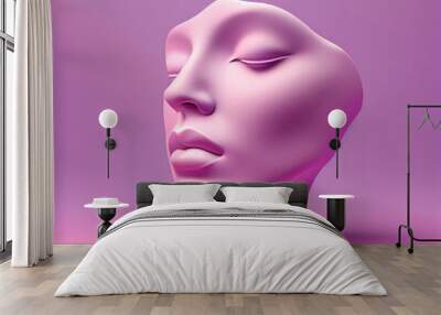 Modern Abstract Woman's face Sculpture design. Generative AI. Wall mural