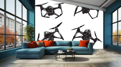 Set FPV Drone. Hand drawn vector illustration Wall mural