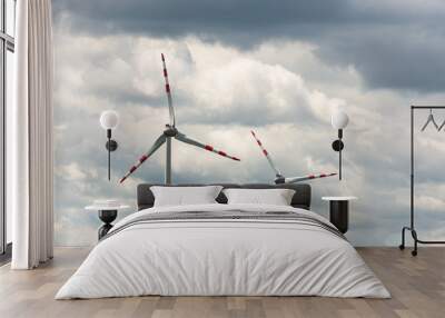 Alternative energy source. Windmill against the sky. Wind turbine in Austria. Wall mural