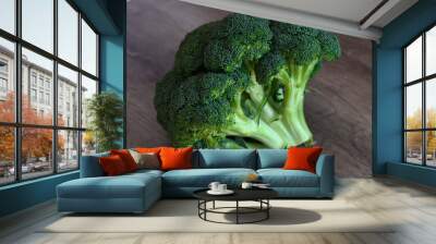 broccoli on a wooden table in the kitchen 2 Wall mural