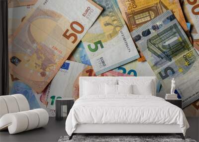 euro bills scattered on the table as a background 26 Wall mural