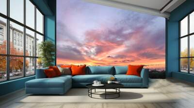 sunset sky over the mountains on the Mediterranean sea on the island of Cyprus 2 Wall mural