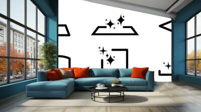 Set of clean surface vector icons. Cleanliness, sparkle and shiny surface. Clean symbol. Wall mural