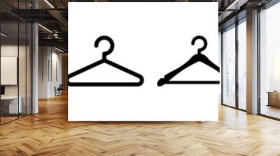 Set of clothes hanger vector icons. Hanger for cloakroom or closet. Hang for coat, shirt or suit. Vector 10 EPS. Wall mural