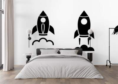 Set of rocket vector icons. Launch spaceship or spacecraft. Rocket fast flying for space. New business start up. Wall mural