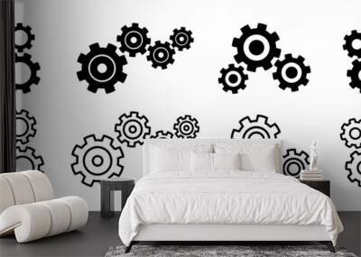 Set of three gears vector icons. Cogwheel gear on white background. Setting symbol. Vector 10 ESP. Wall mural