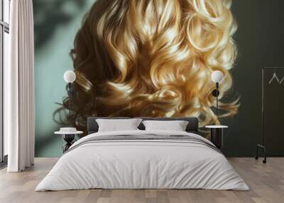 Blonde curly wig on mannequin in natural sunlight Wall mural