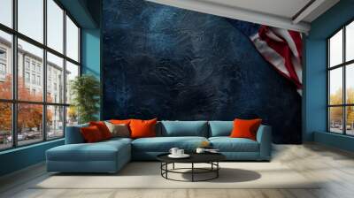 the concept of independence day in the usa. the american flag on a dark blue background. the locatio Wall mural