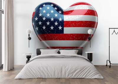 The heart is in the colors of the U.S. flag. Wall mural