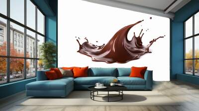 Fantastic brown chocolate splash on white background Wall mural