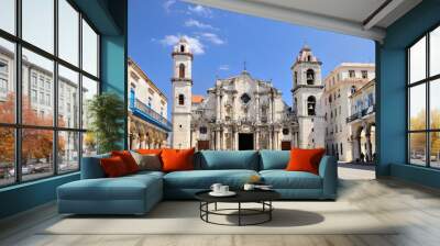 the square of cathedral in havana, cuba Wall mural