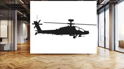 ah-64 apache attack helicopter icon. us army symbol. isolated vector image for military infographics and web design Wall mural