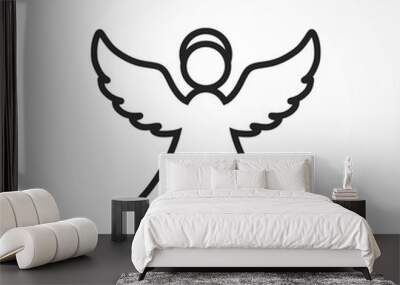 christmas angel line icon. christmas symbol. isolated vector image Wall mural