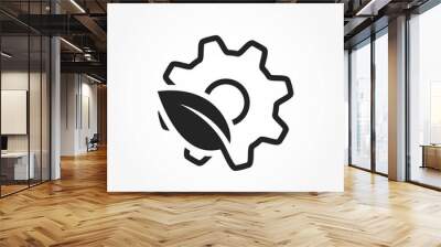 Eco tech line icon. mechanical gear and leaf. environment, eco technology and eco friendly industry symbol Wall mural